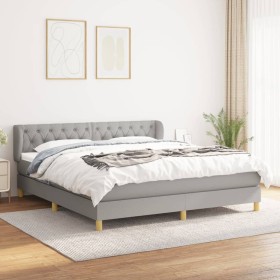 Box spring bed with light gray fabric mattress 160x200 cm by vidaXL, Beds and slatted bases - Ref: Foro24-3127053, Price: 514...