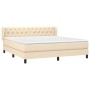 Box spring bed with cream fabric mattress 160x200 cm by vidaXL, Beds and slatted bases - Ref: Foro24-3126498, Price: 536,67 €...