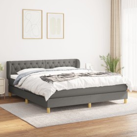 Cama box spring con colchón tela gris oscuro 160x200 cm de vidaXL, Camas y somieres - Ref: Foro24-3127054, Precio: 495,99 €, ...