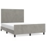 Bed frame with light gray velvet headboard 140x190cm by vidaXL, Beds and slatted bases - Ref: Foro24-3125629, Price: 210,04 €...