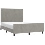 Bed frame with light gray velvet headboard 140x190cm by vidaXL, Beds and slatted bases - Ref: Foro24-3125629, Price: 210,04 €...