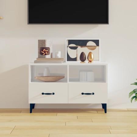 Glossy white plywood TV cabinet 80x36x50 cm by vidaXL, TV Furniture - Ref: Foro24-812597, Price: 66,70 €, Discount: %