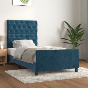 Estructura cama con cabecero terciopelo azul oscuro 80x200 cm de vidaXL, Camas y somieres - Ref: Foro24-3125908, Precio: 168,...