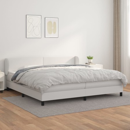 Box spring bed with white synthetic leather mattress 200x200 cm by vidaXL, Beds and slatted bases - Ref: Foro24-3127212, Pric...