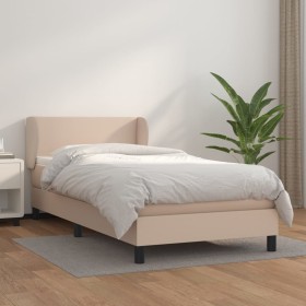 Box spring bed with cappuccino synthetic leather mattress 100x200cm by vidaXL, Beds and slatted bases - Ref: Foro24-3127180, ...