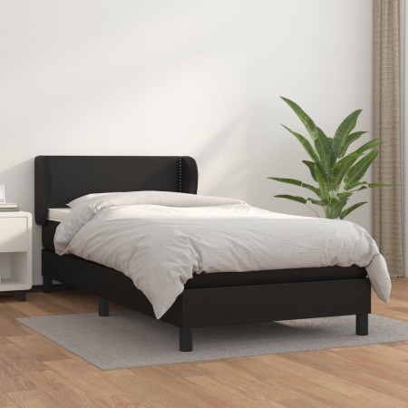 Box spring bed with black synthetic leather mattress 100x200 cm by vidaXL, Beds and slatted bases - Ref: Foro24-3127235, Pric...