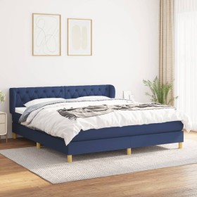 Box spring bed with blue fabric mattress 160x200 cm by vidaXL, Beds and slatted bases - Ref: Foro24-3127059, Price: 515,34 €,...