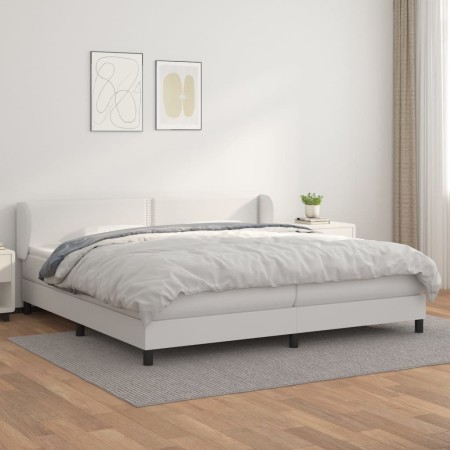 Box spring bed with white synthetic leather mattress 200x200 cm by vidaXL, Beds and slatted bases - Ref: Foro24-3127272, Pric...