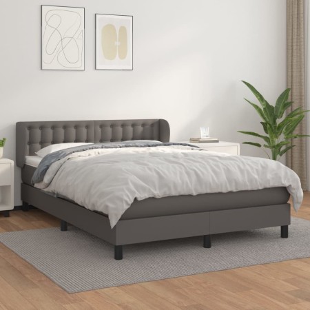 Boxspringbett mit grauer Kunstledermatratze 140x200 cm von vidaXL, Betten und Lattenroste - Ref: Foro24-3127317, Preis: 451,6...