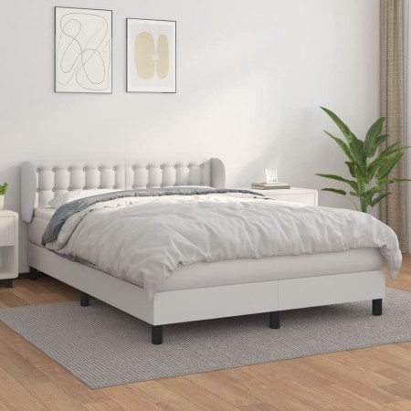 Box spring bed with white synthetic leather mattress 140x200cm by vidaXL, Beds and slatted bases - Ref: Foro24-3127314, Price...