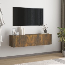 Smoked oak plywood TV wall cabinet 120x30x30 cm by vidaXL, TV Furniture - Ref: Foro24-815099, Price: 41,32 €, Discount: %