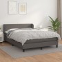 Box spring bed with gray synthetic leather mattress 140x190 cm by vidaXL, Beds and slatted bases - Ref: Foro24-3127191, Price...