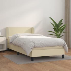 Cama box spring con colchón cuero sintético crema 80x200 cm de vidaXL, Camas y somieres - Ref: Foro24-3127159, Precio: 288,99...