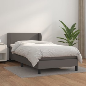 Box spring bed with gray synthetic leather mattress 100x200 cm by vidaXL, Beds and slatted bases - Ref: Foro24-3127179, Price...