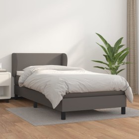 Cama box spring con colchón cuero sintético gris 90x200 cm de vidaXL, Camas y somieres - Ref: Foro24-3127233, Precio: 333,99 ...