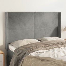 Cabecero con orejas de terciopelo gris claro 147x16x118/128 cm de vidaXL, Cabeceros y pies de cama - Ref: Foro24-3119348, Pre...