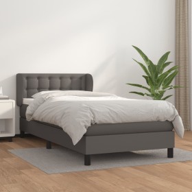 Box spring bed with gray synthetic leather mattress 80x200 cm by vidaXL, Beds and slatted bases - Ref: Foro24-3127281, Price:...