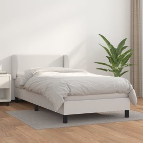 Cama box spring con colchón cuero sintético blanco 90x190 cm de vidaXL, Camas y somieres - Ref: Foro24-3127230, Precio: 323,6...