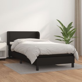 Box spring bed with black synthetic leather mattress 90x190 cm by vidaXL, Beds and slatted bases - Ref: Foro24-3127229, Price...