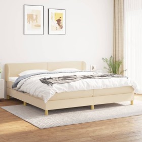 Box spring bed with cream fabric mattress 200x200 cm by vidaXL, Beds and slatted bases - Ref: Foro24-3126674, Price: 611,87 €...