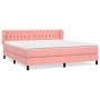 Box spring bed with pink velvet mattress 160x200 cm by vidaXL, Beds and slatted bases - Ref: Foro24-3127684, Price: 511,78 €,...