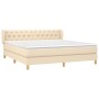 Box spring bed with cream fabric mattress 160x200 cm by vidaXL, Beds and slatted bases - Ref: Foro24-3127058, Price: 528,85 €...