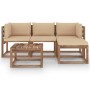 Set de muebles de jardín 5 piezas y cojines beige de vidaXL, Conjuntos de jardín - Ref: Foro24-3067359, Precio: 311,99 €, Des...