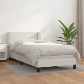 Box spring bed with white synthetic leather mattress 90x190 cm by vidaXL, Beds and slatted bases - Ref: Foro24-3127224, Price...