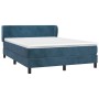 Cama box spring con colchón terciopelo azul oscuro 140x190 cm de vidaXL, Camas y somieres - Ref: Foro24-3127371, Precio: 425,...