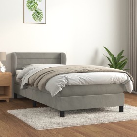 Box spring bed with light gray velvet mattress 90x190 cm by vidaXL, Beds and slatted bases - Ref: Foro24-3127523, Price: 318,...