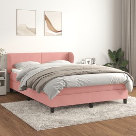 Box spring bed with pink velvet mattress 140x190 cm by vidaXL, Beds and slatted bases - Ref: Foro24-3127372, Price: 431,62 €,...