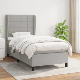 Cama box spring con colchón tela gris claro 90x200 cm de vidaXL, Camas y somieres - Ref: Foro24-3127933, Precio: 344,56 €, De...