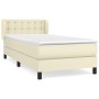 Box spring bed with cream synthetic leather mattress 90x190 cm by vidaXL, Beds and slatted bases - Ref: Foro24-3127291, Price...