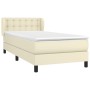 Box spring bed with cream synthetic leather mattress 90x190 cm by vidaXL, Beds and slatted bases - Ref: Foro24-3127291, Price...