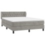 Box spring bed with light gray velvet mattress 140x190 cm by vidaXL, Beds and slatted bases - Ref: Foro24-3127667, Price: 457...