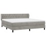 Box spring bed with light gray velvet mattress 160x200 cm by vidaXL, Beds and slatted bases - Ref: Foro24-3127679, Price: 509...