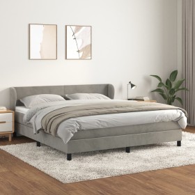 Box spring bed with light gray velvet mattress 160x200 cm by vidaXL, Beds and slatted bases - Ref: Foro24-3127379, Price: 502...