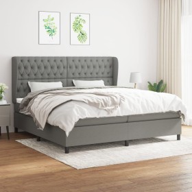 Cama box spring con colchón tela gris oscuro 200x200 cm de vidaXL, Camas y somieres - Ref: Foro24-3128230, Precio: 728,96 €, ...