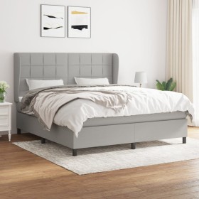 Cama box spring con colchón tela gris claro 180x200 cm de vidaXL, Camas y somieres - Ref: Foro24-3127981, Precio: 622,32 €, D...