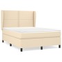 Box spring bed with cream fabric mattress 140x200 cm by vidaXL, Beds and slatted bases - Ref: Foro24-3127890, Price: 521,86 €...