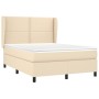 Box spring bed with cream fabric mattress 140x200 cm by vidaXL, Beds and slatted bases - Ref: Foro24-3127890, Price: 521,86 €...