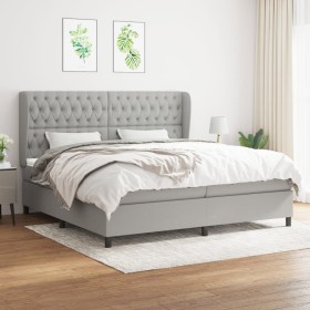 Cama box spring con colchón tela gris claro 200x200 cm de vidaXL, Camas y somieres - Ref: Foro24-3128229, Precio: 692,99 €, D...