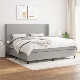 Box spring bed with light gray fabric mattress 200x200 cm by vidaXL, Beds and slatted bases - Ref: Foro24-3127829, Price: 669...