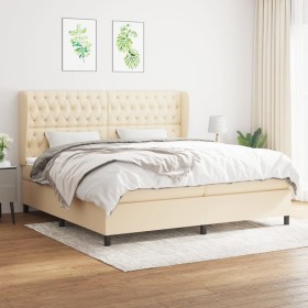 Box spring bed with cream fabric mattress 200x200 cm by vidaXL, Beds and slatted bases - Ref: Foro24-3128234, Price: 742,78 €...