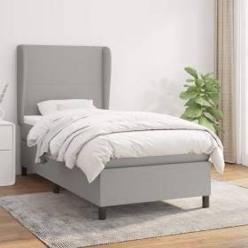 Cama box spring con colchón tela gris claro 100x200 cm de vidaXL, Camas y somieres - Ref: Foro24-3127781, Precio: 390,50 €, D...