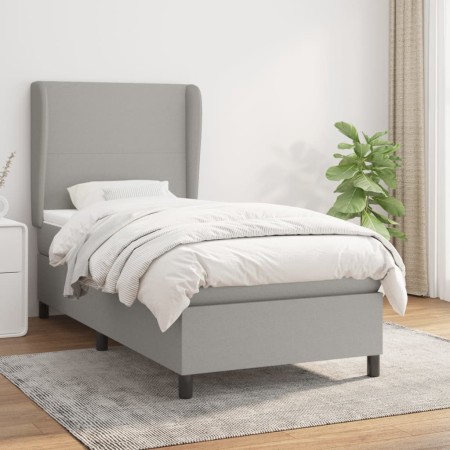 Cama box spring con colchón tela gris claro 100x200 cm de vidaXL, Camas y somieres - Ref: Foro24-3127781, Precio: 369,52 €, D...