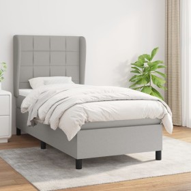 Cama box spring con colchón tela gris claro 100x200 cm de vidaXL, Camas y somieres - Ref: Foro24-3127941, Precio: 388,54 €, D...