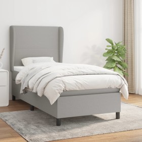 Box spring bed with light gray fabric mattress 90x190 cm by vidaXL, Beds and slatted bases - Ref: Foro24-3127765, Price: 358,...