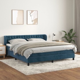 Box spring bed with dark blue velvet mattress 160x200 cm by vidaXL, Beds and slatted bases - Ref: Foro24-3127683, Price: 510,...