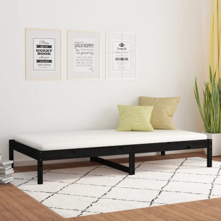 Sofá cama madera maciza de pino negro 90x200 cm de vidaXL, Camas y somieres - Ref: Foro24-820416, Precio: 72,84 €, Descuento: %